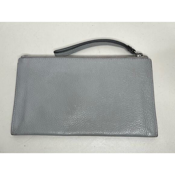 Michael Kors Gray Pebbled Leather Zip Wristlet Clutch Wallet - Picture 6 of 12